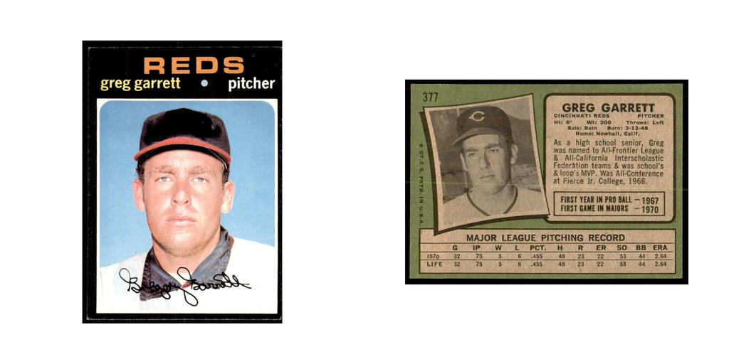 1971 Topps Greg Garrett Baseball Cards #377