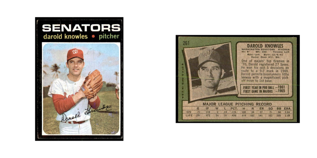 1971 Topps Darold Knowles Baseball Cards #261