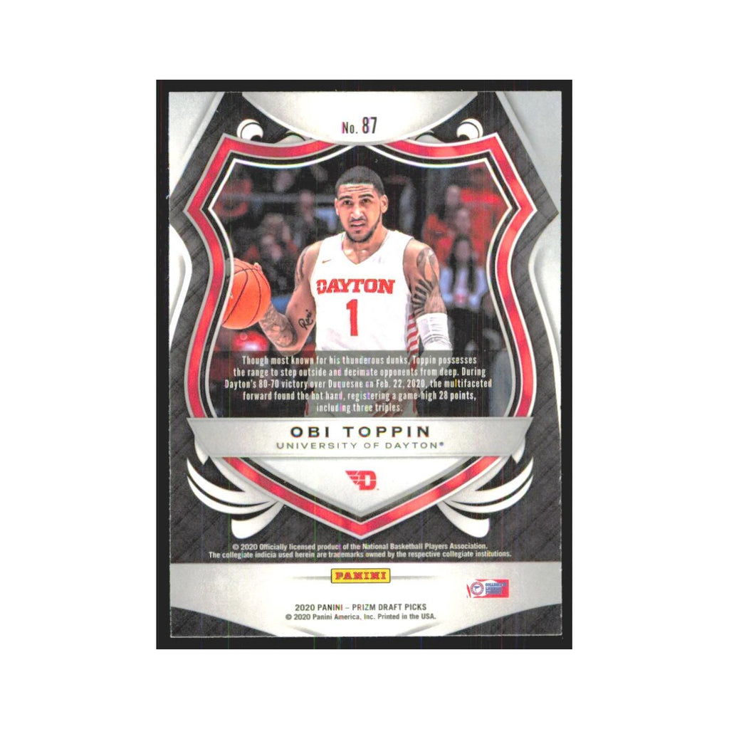 2020 Panini Prizm Draft Obi Toppin RC Dayton Flyers #87