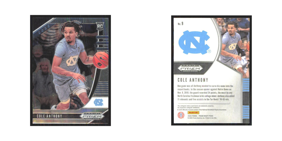 2020 Panini Prizm Draft Cole Anthony RC North Carolina Tar Heels #9