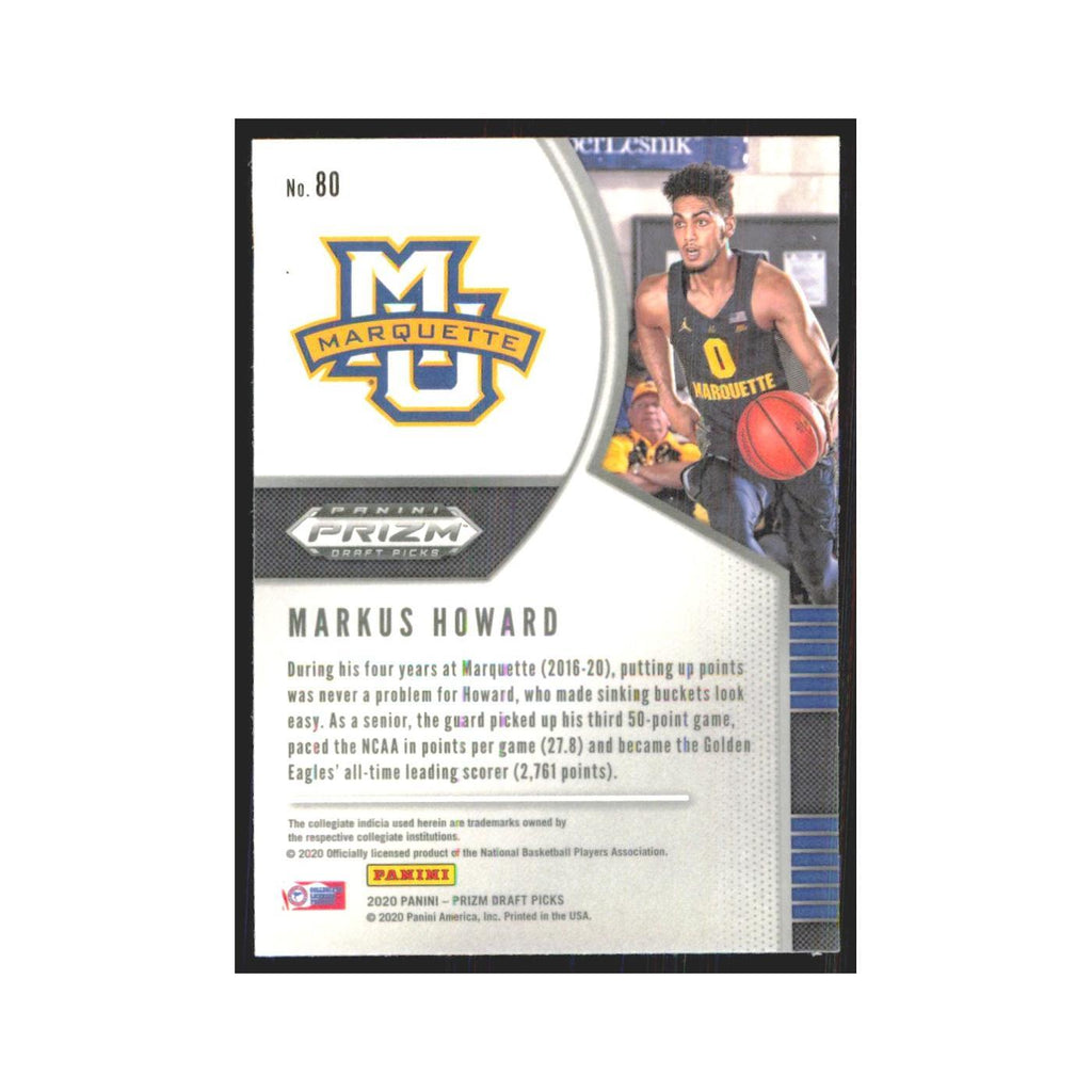 2020 Panini Prizm Draft Markus Howard RC Marquette Golden Eagles #80