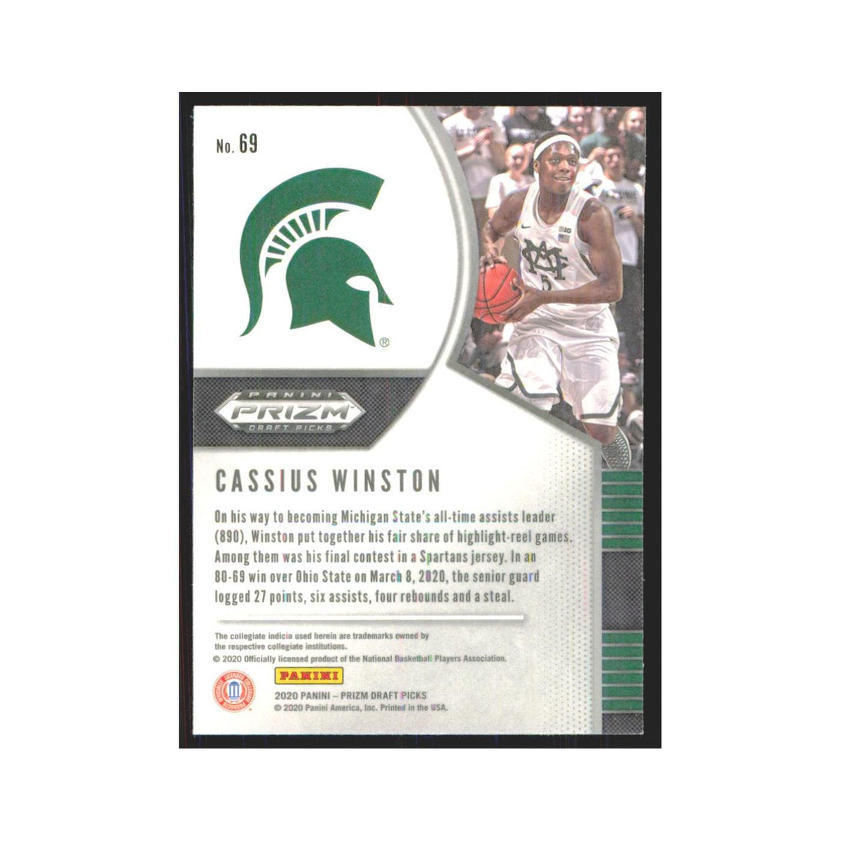 2020 Panini Prizm Draft Cassius Winston RC Michigan State Spartans #69