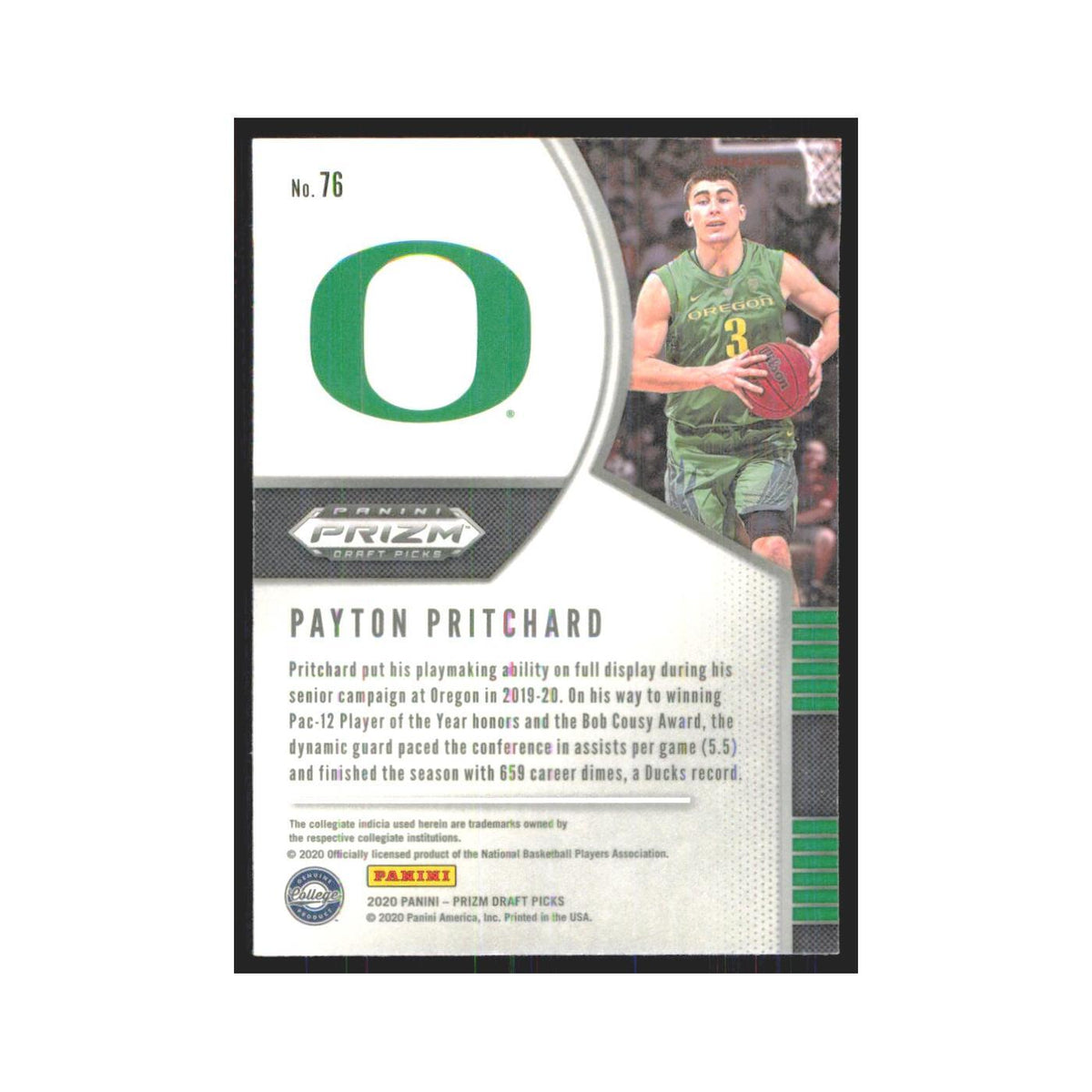 2020 Panini Prizm Draft Payton Pritchard RC Oregon Ducks #76