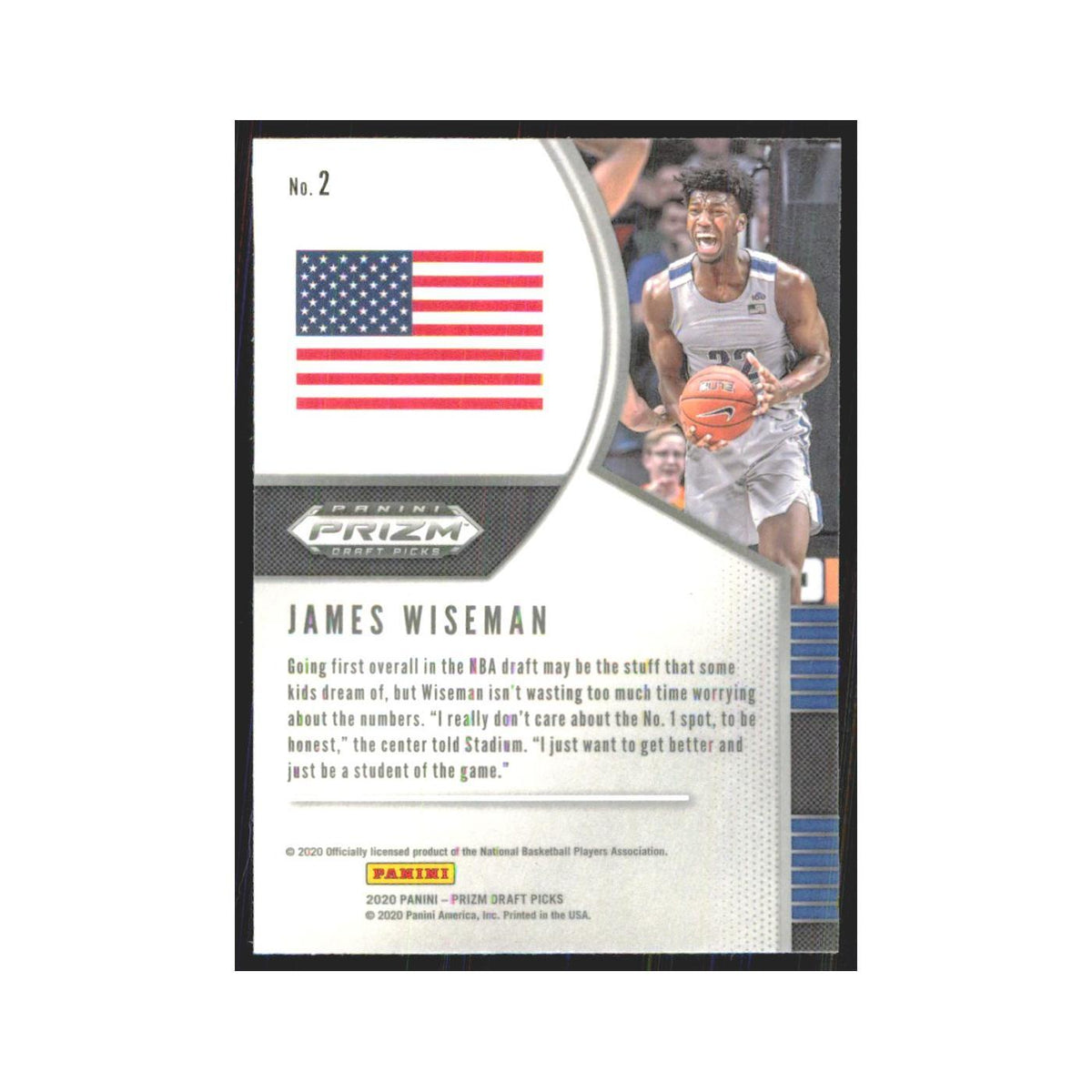2020 Panini Prizm Draft James Wiseman RC Memphis Tigers #2