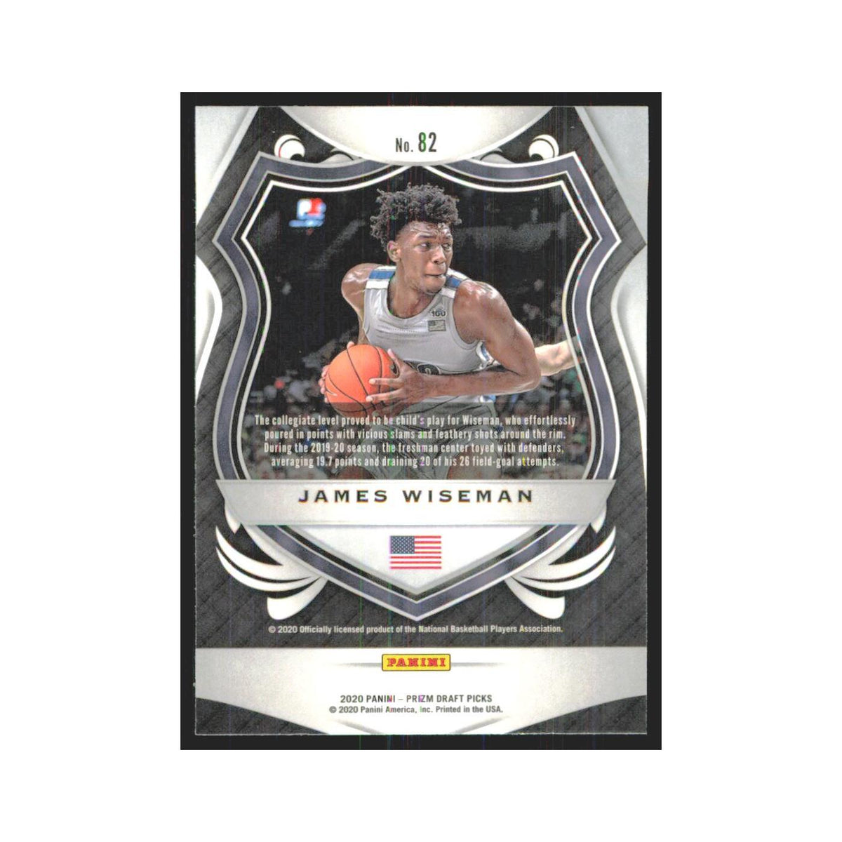 2020 Panini Prizm Draft James Wiseman RC Memphis Tigers #82