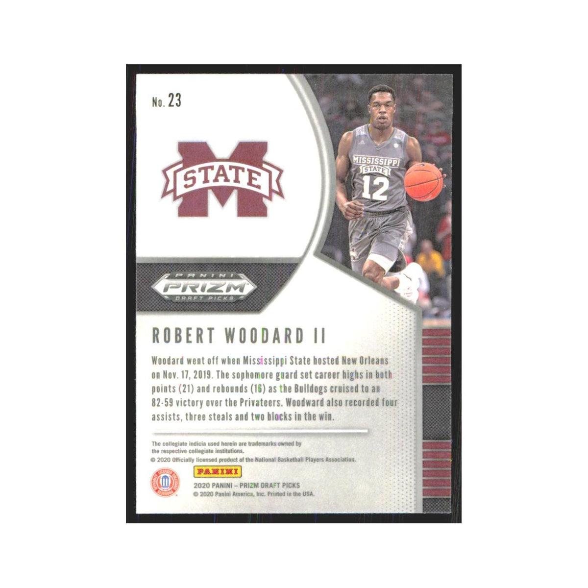 2020 Panini Prizm Draft Robert Woodard II RC Mississippi State Bulldogs #23