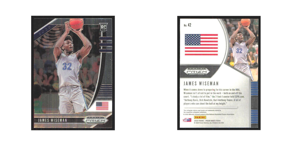 2020 Panini Prizm Draft James Wiseman RC Memphis Tigers #42