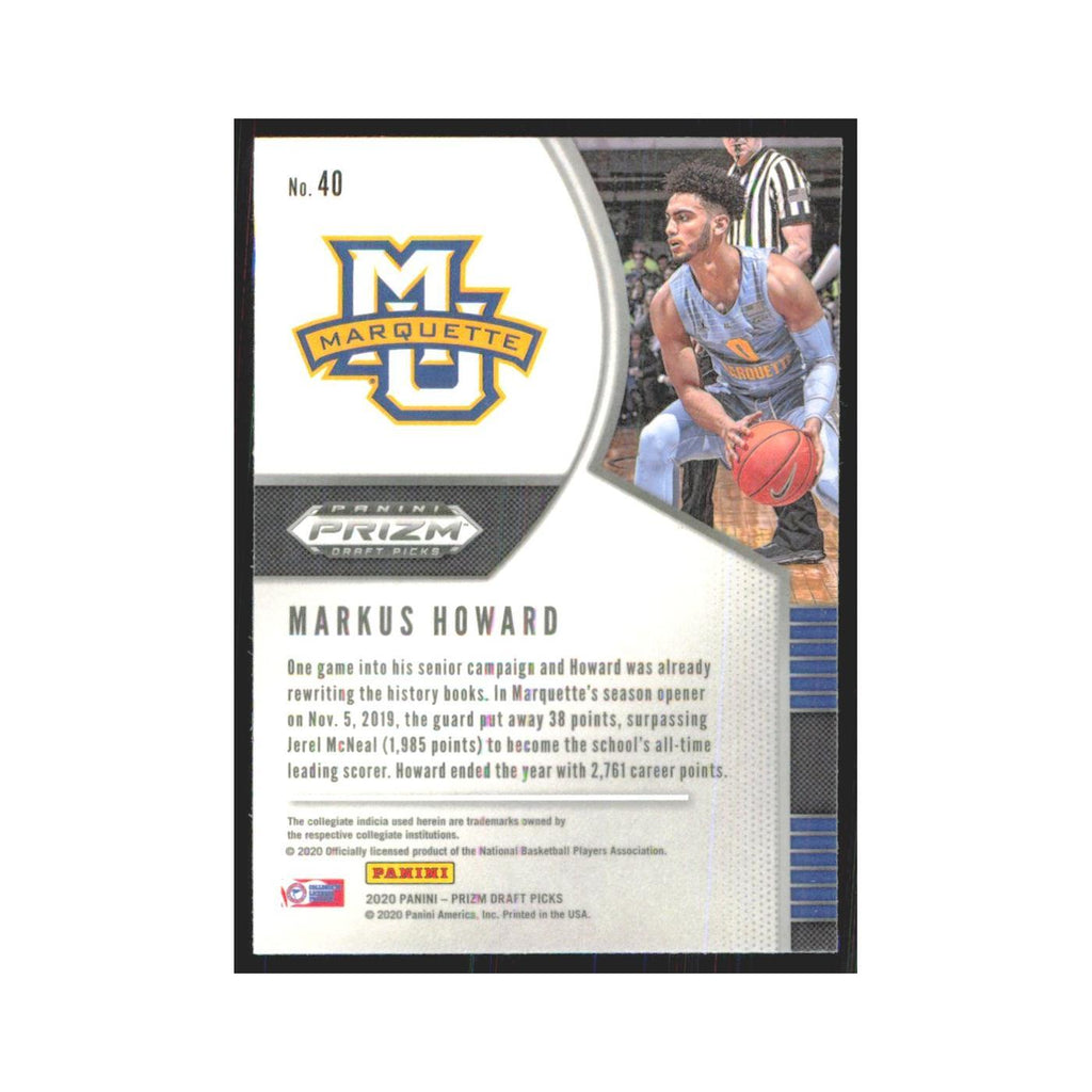 2020 Panini Prizm Draft Markus Howard RC Marquette Golden Eagles #40