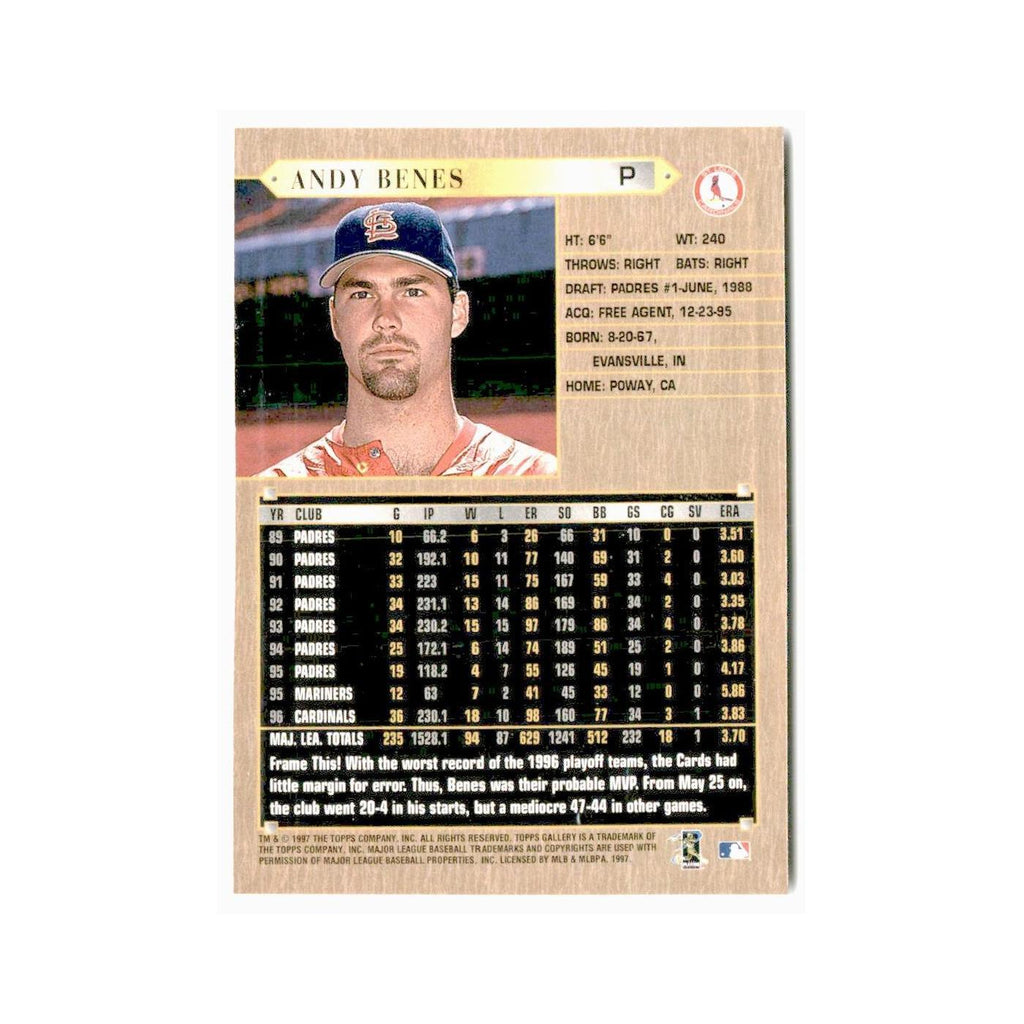 Andy Benes 1997 Topps Gallery #85 St. Louis Cardinals Baseball Card NM