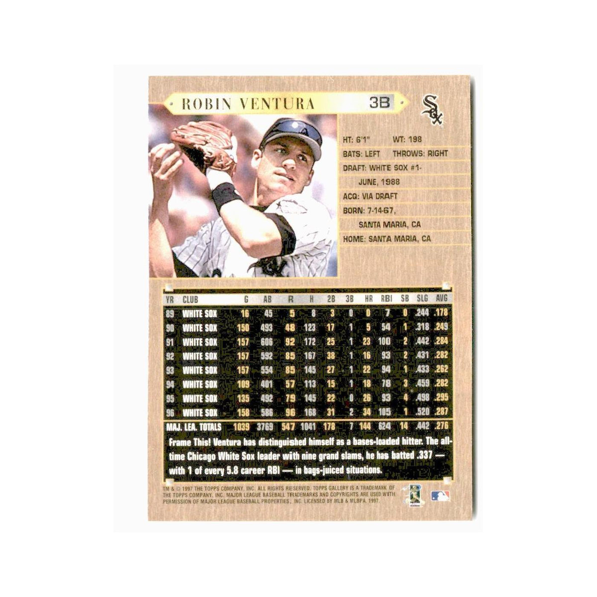 Robin Ventura 1997 Topps Gallery #69 Chicago White Sox Baseball Card NM