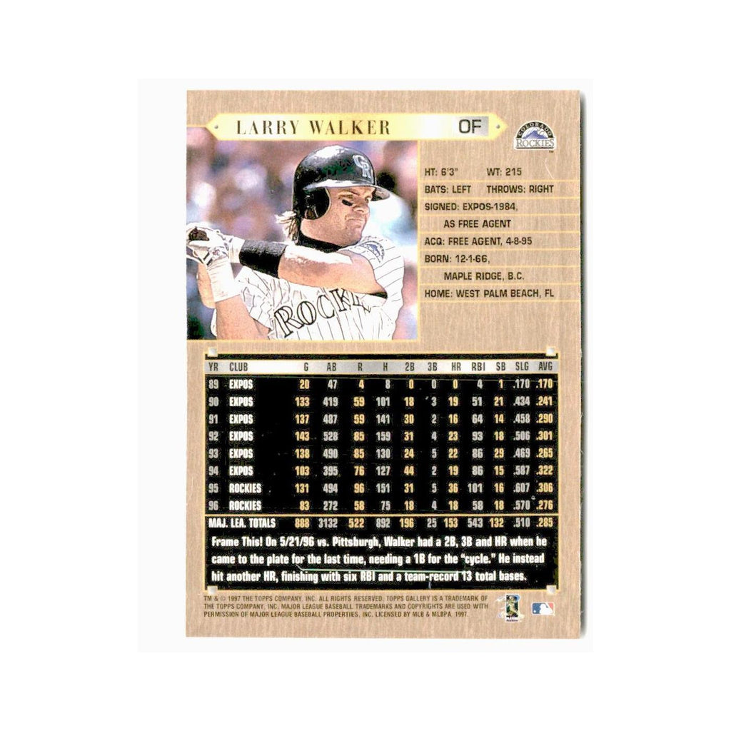 Larry Walker 1997 Topps Gallery #72 Colorado Rockies Baseball Card NM