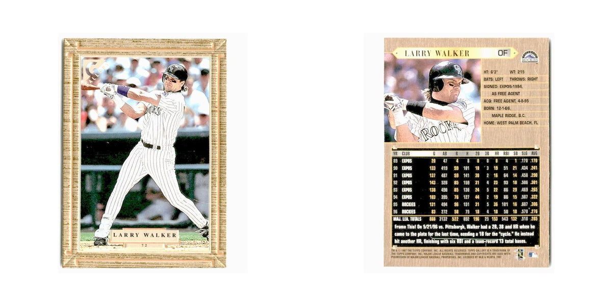 Larry Walker 1997 Topps Gallery #72 Colorado Rockies Baseball Card NM