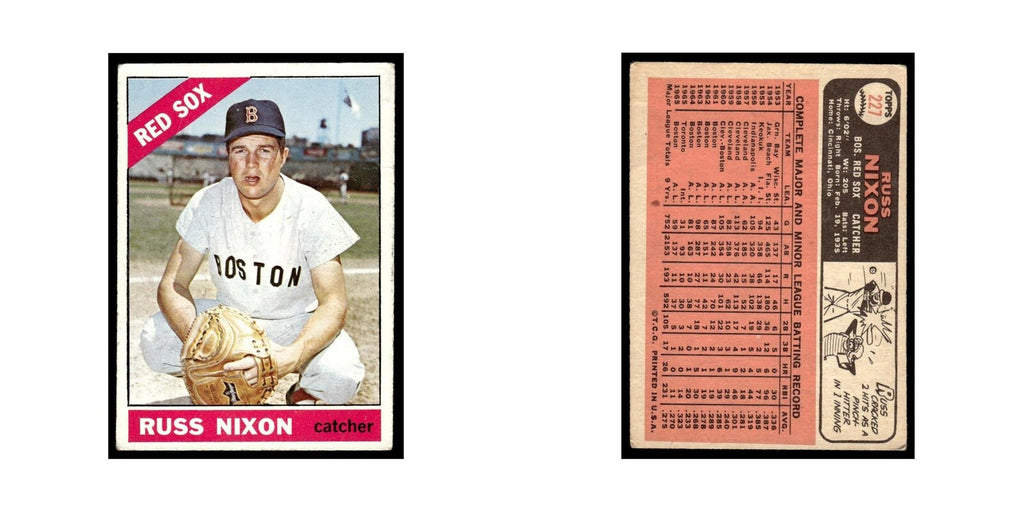 1966 Topps Baseball Card Russ Nixon Red Sox #227