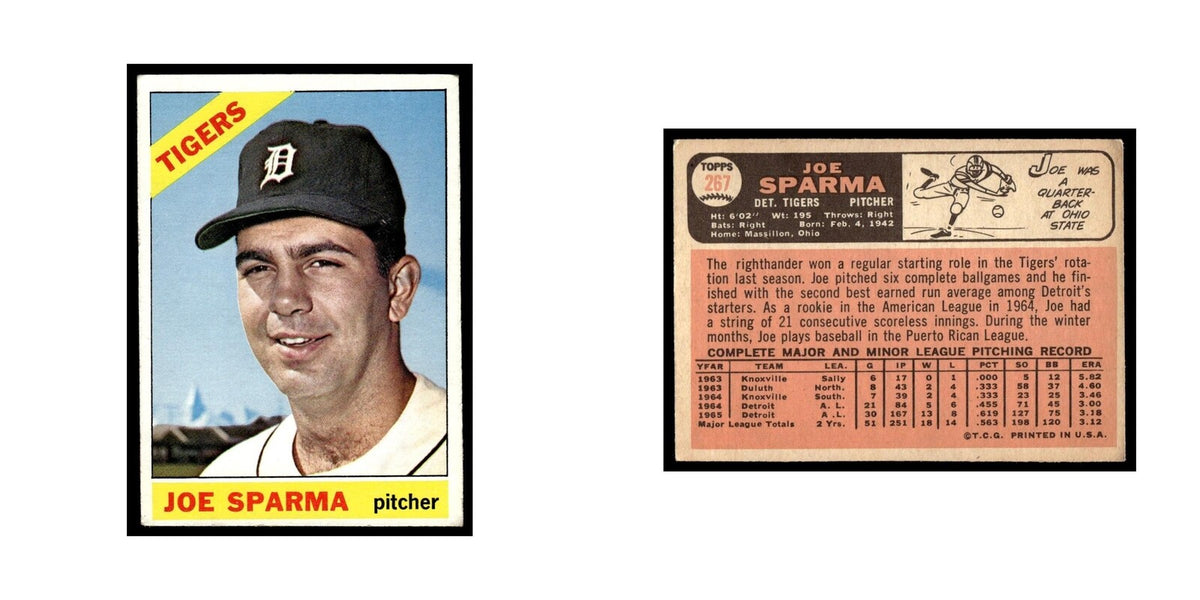 1966 Topps Baseball Card Joe Sparma Tigers #267
