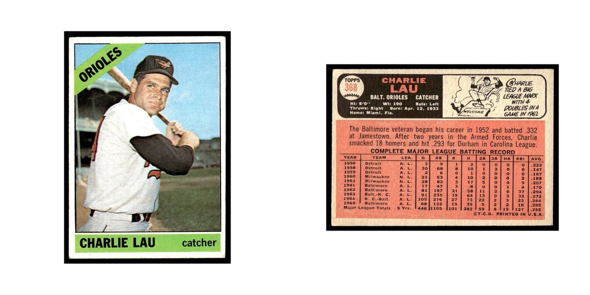 1966 Topps Baseball Card Charlie Lau Orioles #368