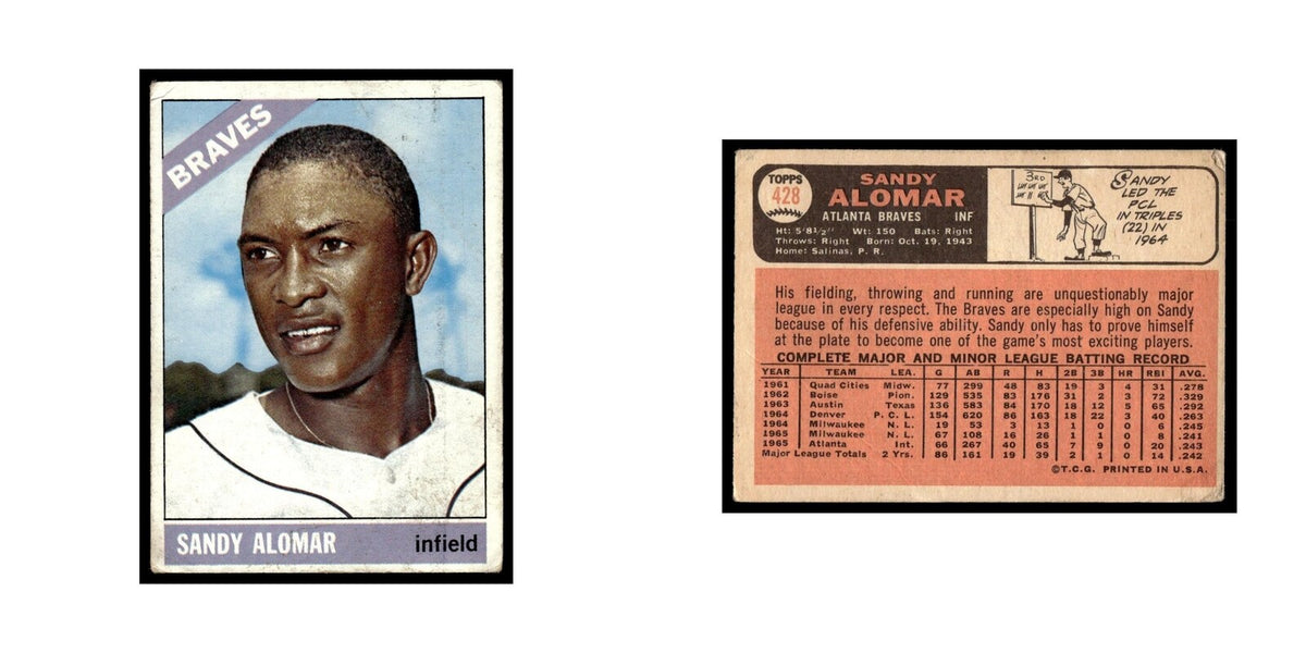 1966 Topps Baseball Card Sandy Alomar Braves #428