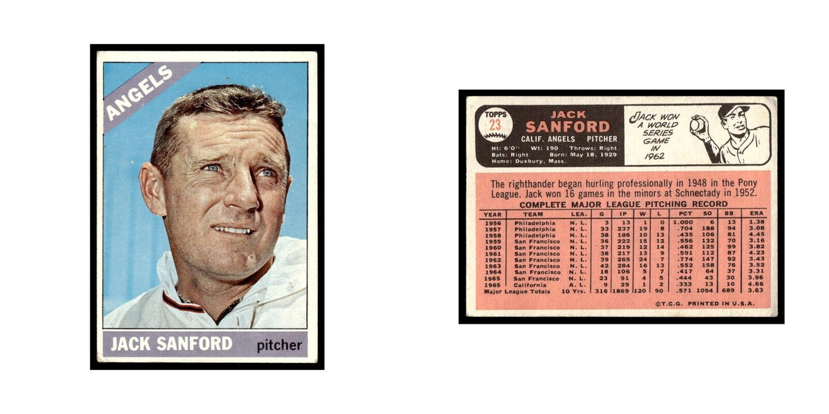 1966 Topps Baseball Card Jack Sanford Angels #23