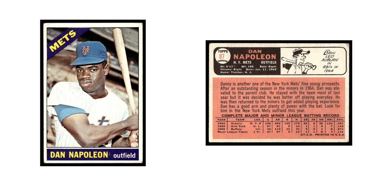 1966 Topps Baseball Card Dan Napoleon Mets #87