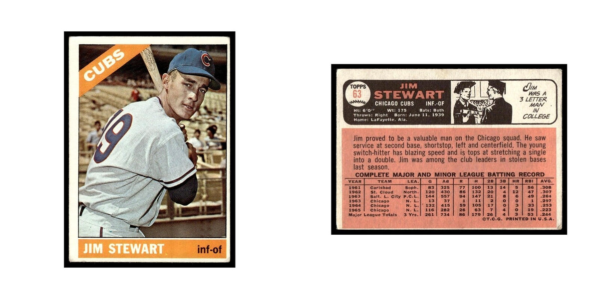 1966 Topps Baseball Card Jim Stewart Cubs #63