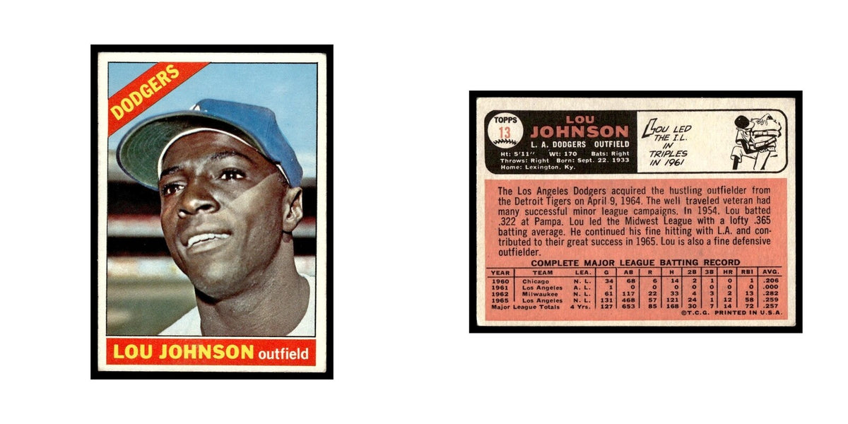 1966 Topps Baseball Card Lou Johnson Dodgers #13