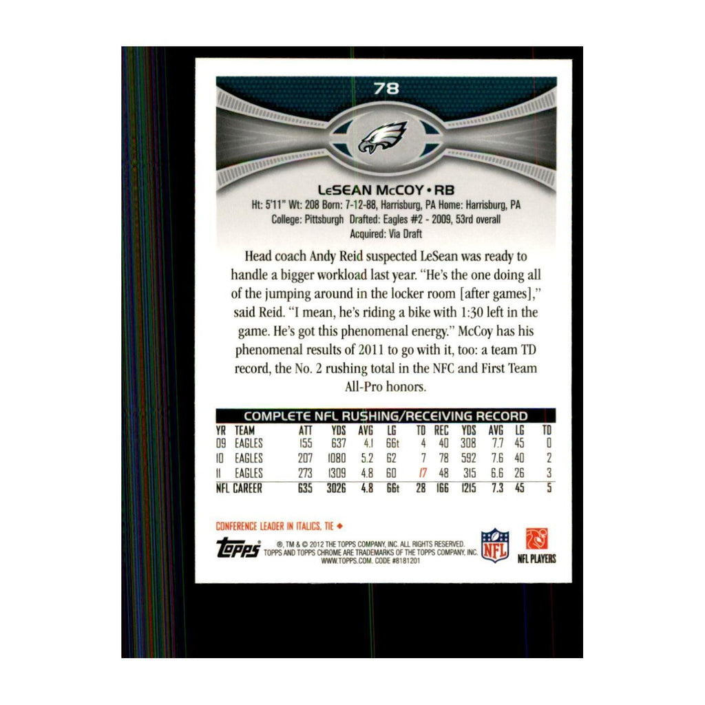 2012 Topps Chrome LeSean McCoy Football Cards #78