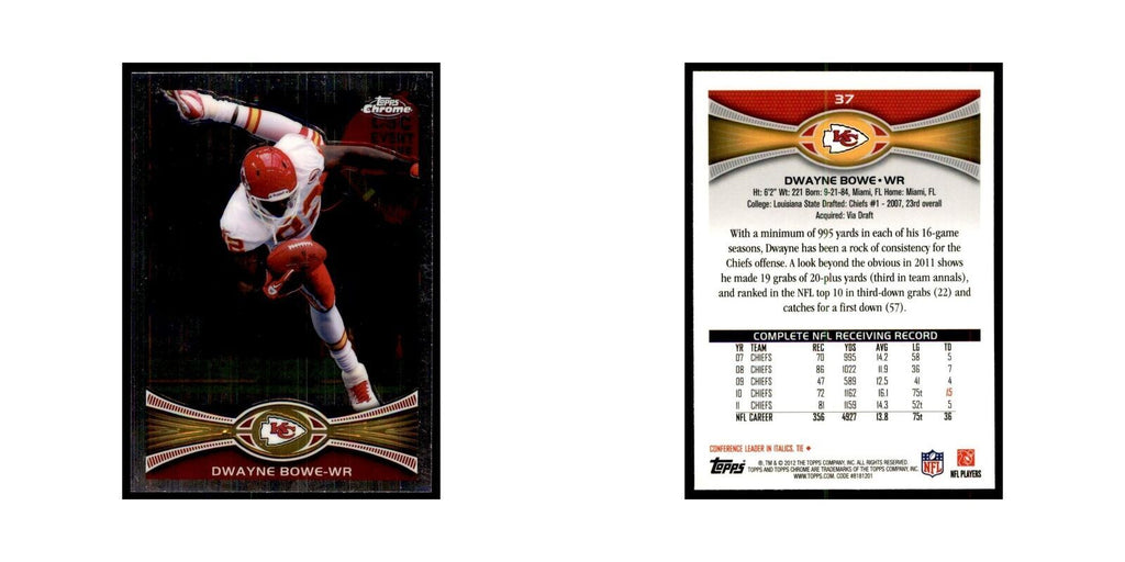 2012 Topps Chrome Dwayne Bowe Football Cards #37