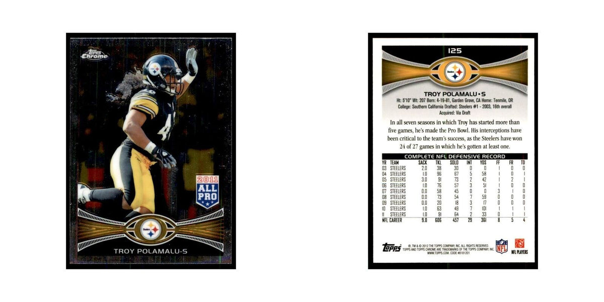 2012 Topps Chrome Troy Polamalu Football Cards #125