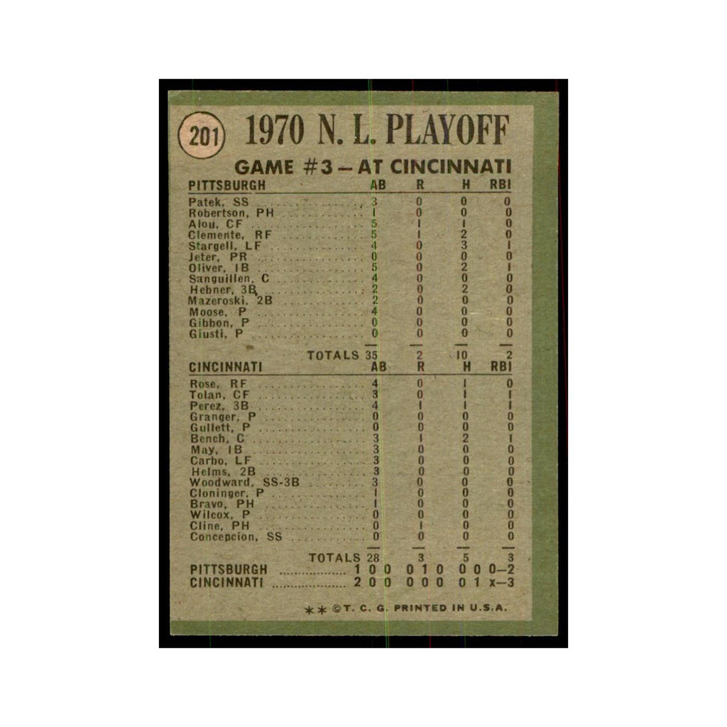 1971 Topps NL Playoffs Game 3 - Cline Scores Winning Run! Baseball Cards #201