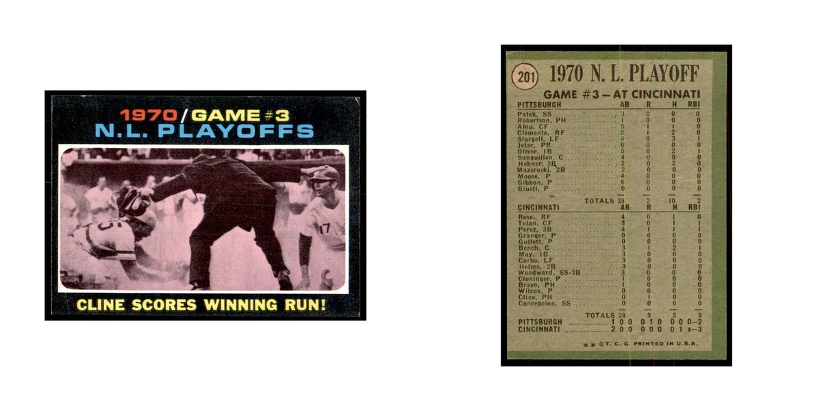 1971 Topps NL Playoffs Game 3 - Cline Scores Winning Run! Baseball Cards #201