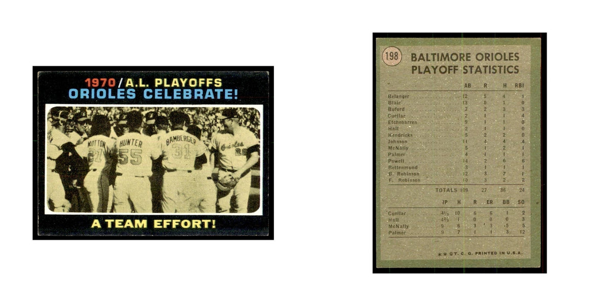 1971 Topps 1970/A.L. Players Orioles Baseball Cards #198