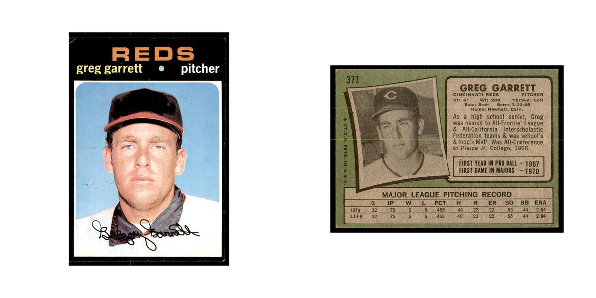1971 Topps Greg Garrett Baseball Cards #377