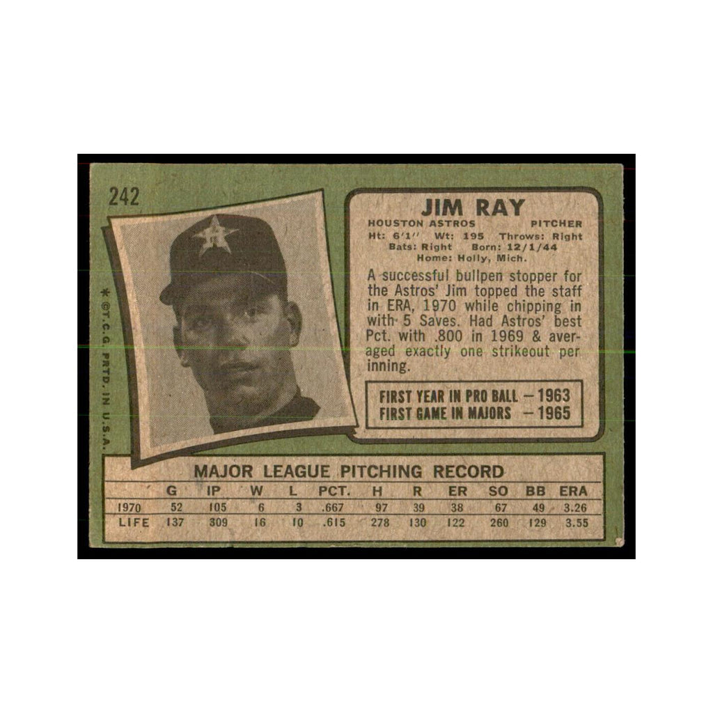 1971 Topps Jim Ray Baseball Cards #242