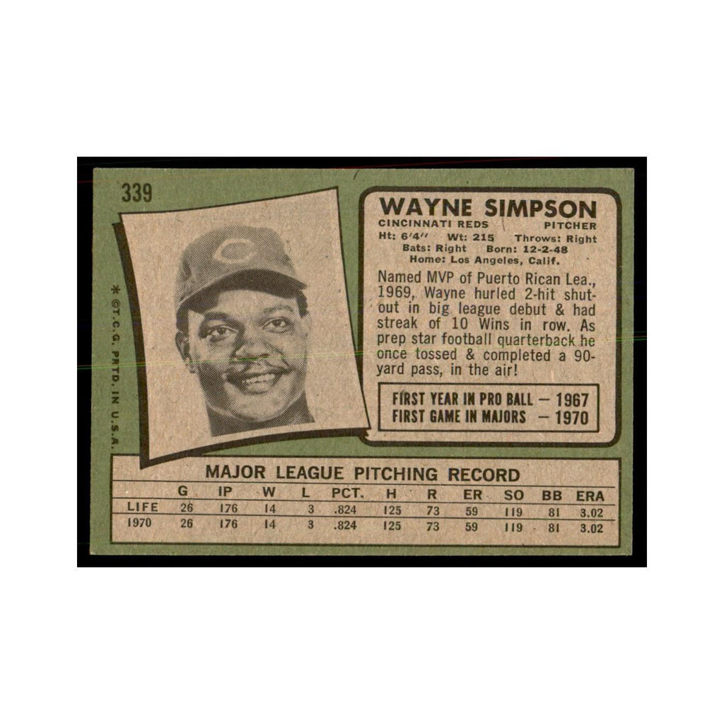 1971 Topps Wayne Simpson Baseball Cards #339