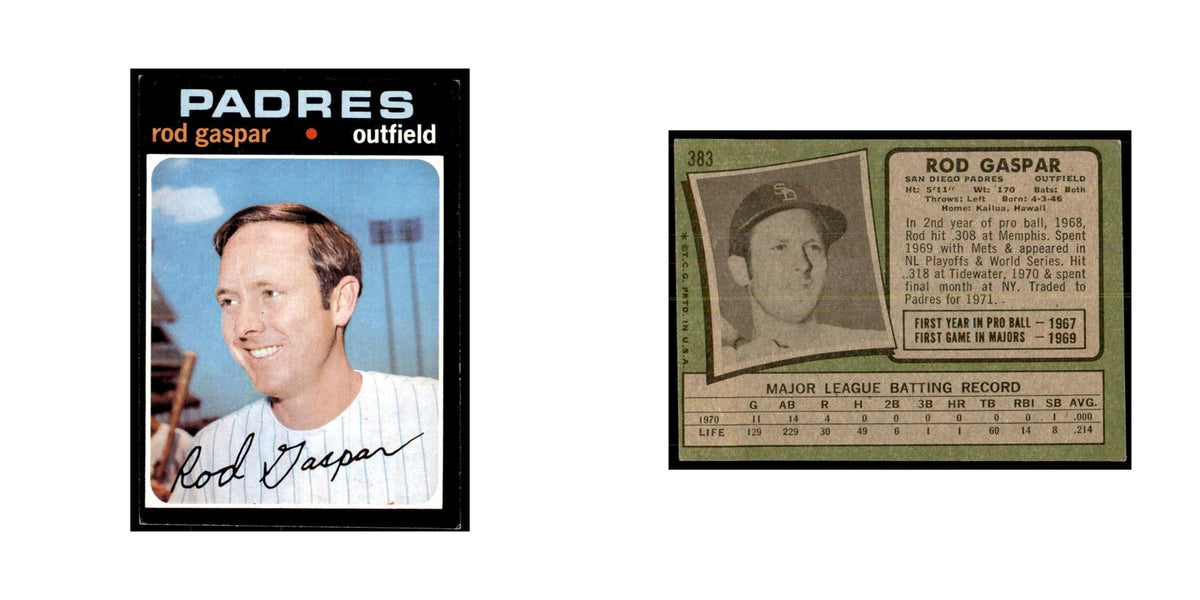 1971 Topps Rod Gaspar Baseball Cards #383