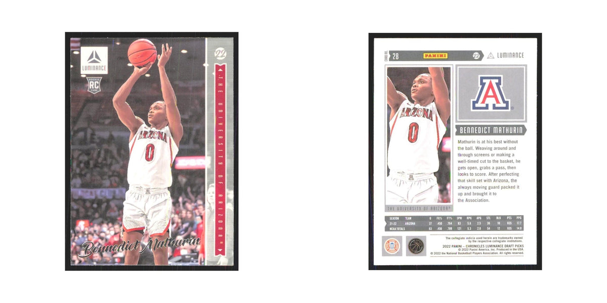2022 Panini Chronicles Luminace Draft Bennedict Mathurin RC Arizona Wildcats #28