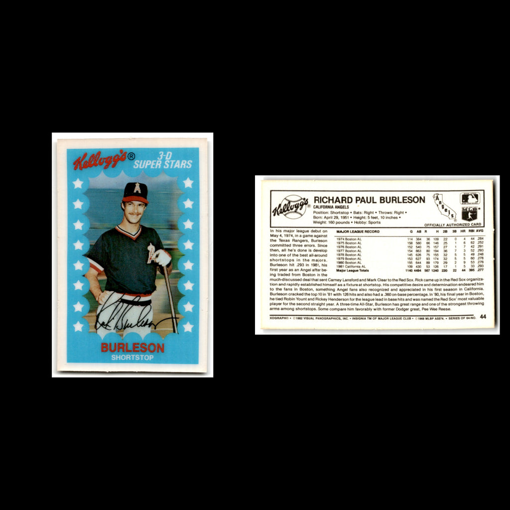 Rick Burleson #44 1982 Kelloggs California Angels Baseball Card MLB NM