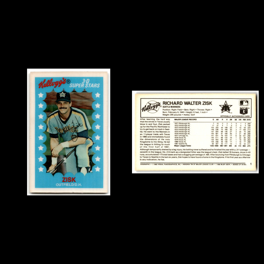 Richie Zisk #1 1982 Kelloggs Seattle Mariners Baseball Card MLB NM