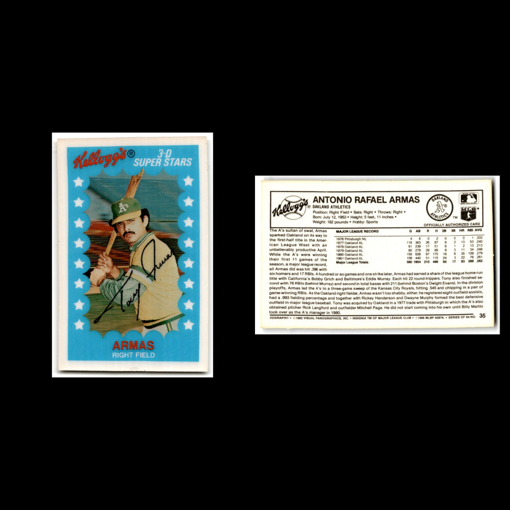 Tony Armas #35 1982 Kelloggs Oakland Athletics Baseball Card MLB NM