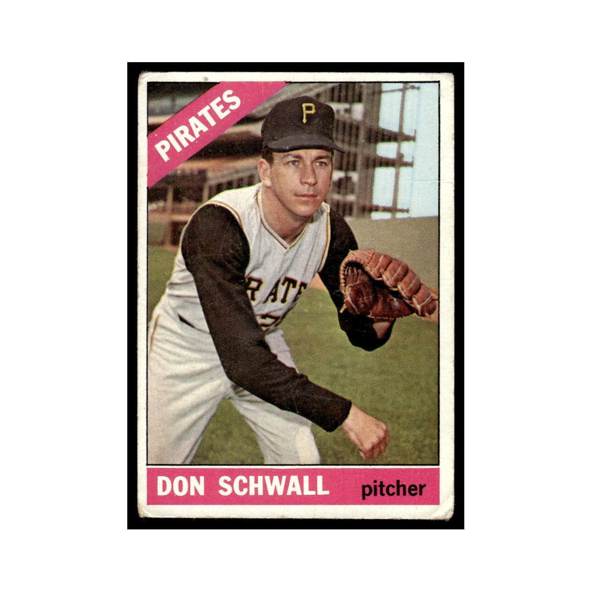 1966 Topps Baseball Card (Damaged) Don Schwall Pirates #144