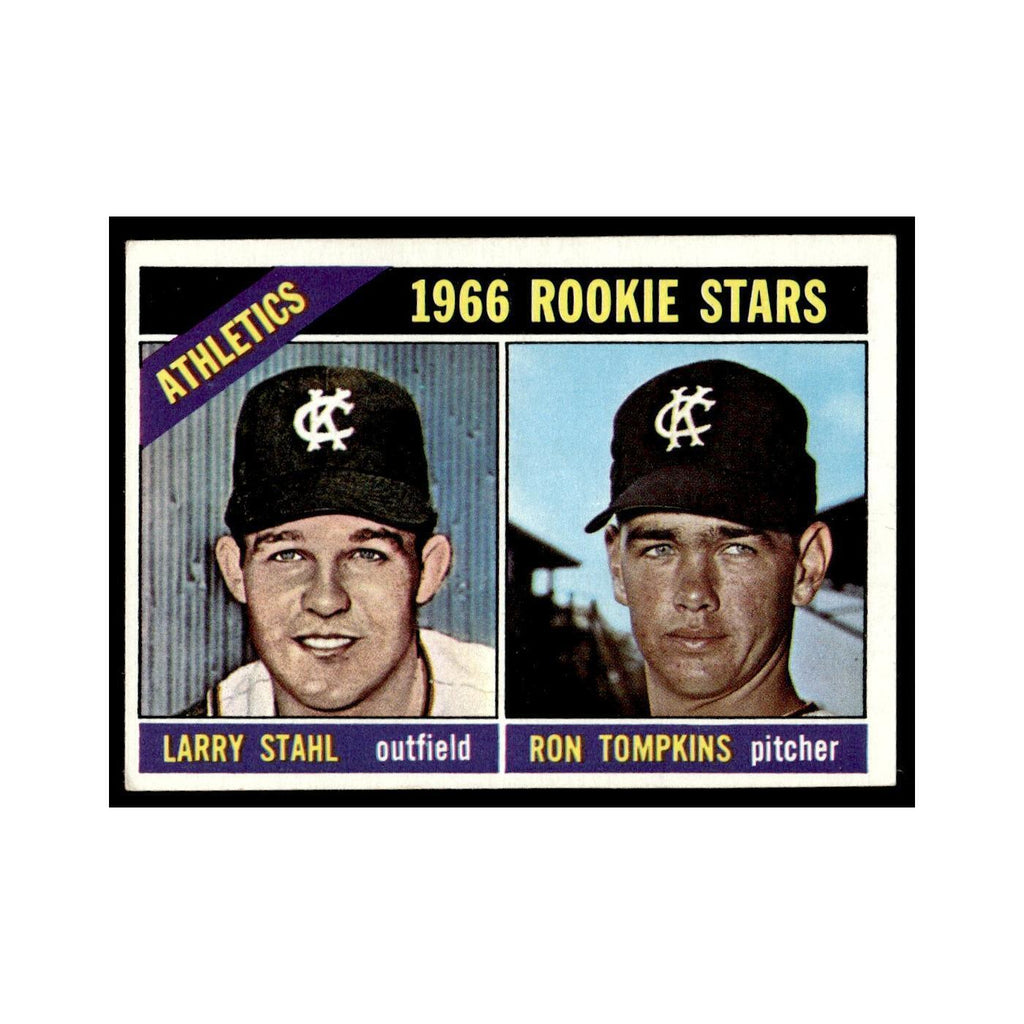 1966 Topps Baseball Card Larry Stahl/Ron Tompkins RC Kansas City Athletics #107
