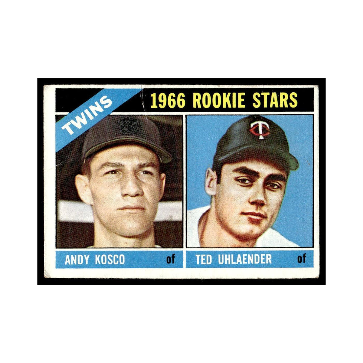 1966 Topps Baseball Card (Damaged) Andy Kosco/Ted Uhlaender RC Twins #264