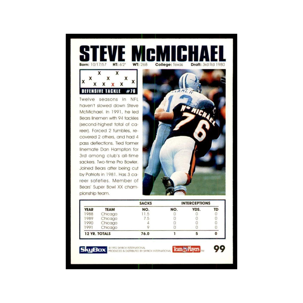 1992 SkyBox Steve McMichael Football Cards #99