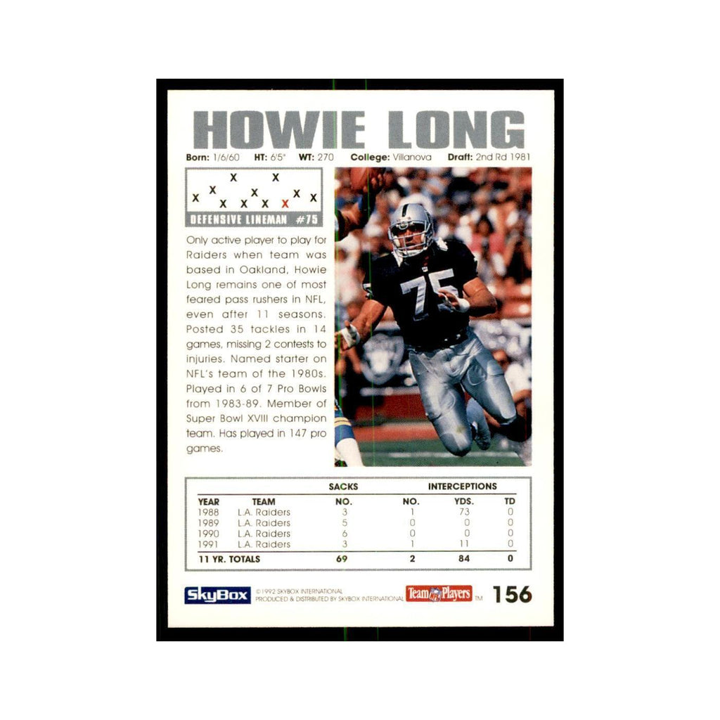 1992 SkyBox Howie Long Football Cards #156