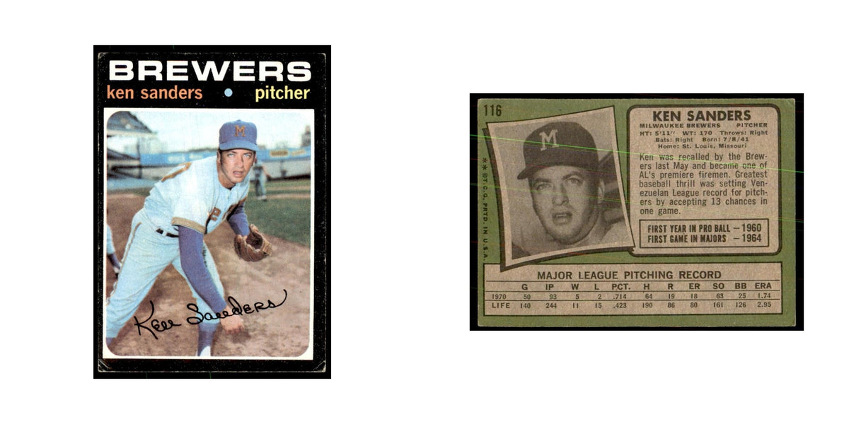 1971 Topps Ken Sanders Baseball Cards #116