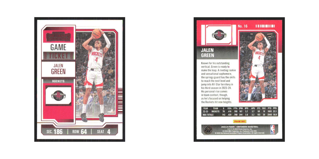 2023 Panini Contenders Jalen Green Rockets #16