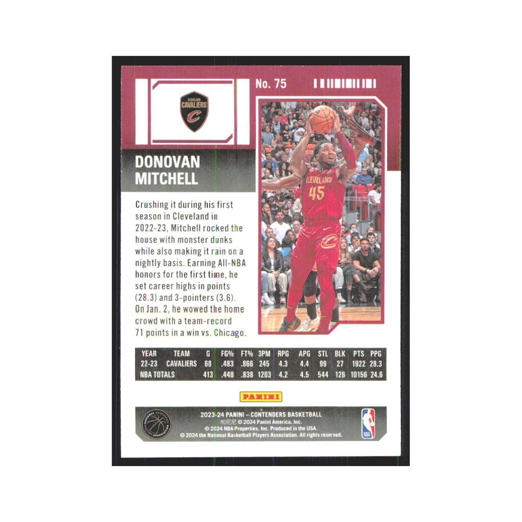 2023 Panini Contenders Donovan Mitchell Cavaliers #75