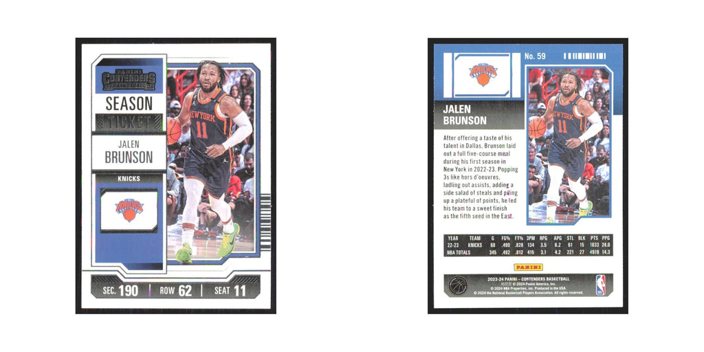 2023 Panini Contenders Jalen Brunson Knicks #59
