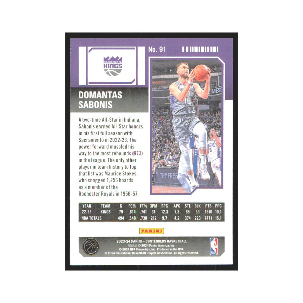 2023 Panini Contenders Domantas Sabonis Kings #91