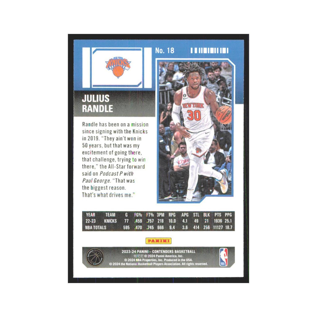 2023 Panini Contenders Julius Randle Knicks #18