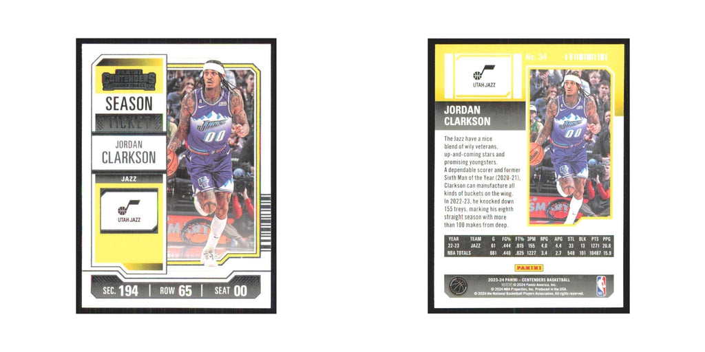 2023 Panini Contenders Jordan Clarkson Jazz #34